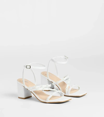 Chic Bloom Flower Strappy Block Heels