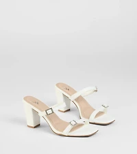 On The Down Low Rhinestone Buckle Mules