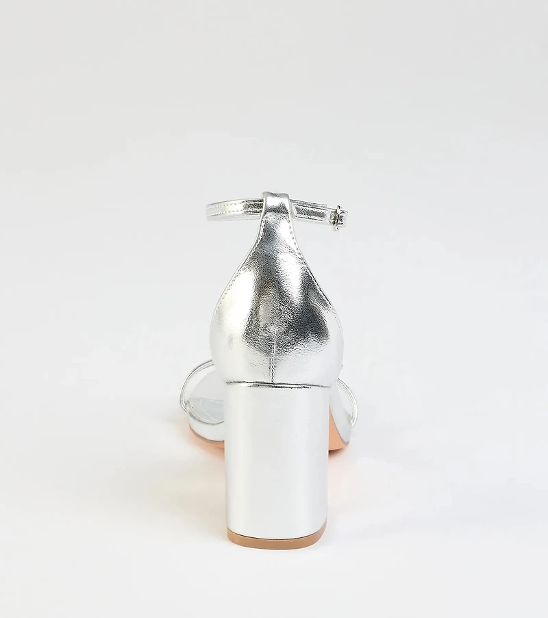 Fly Girl Butterfly Metallic Block Heels