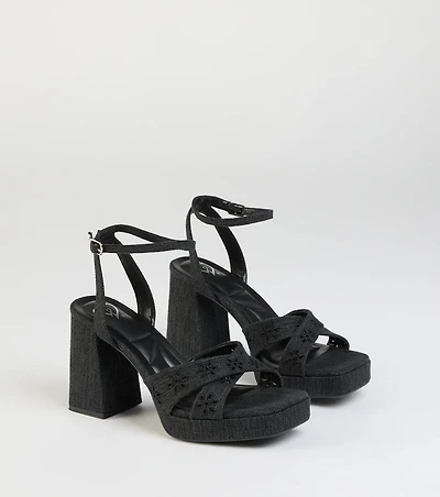 Darling Sunshine Eyelet Platform Block Heels