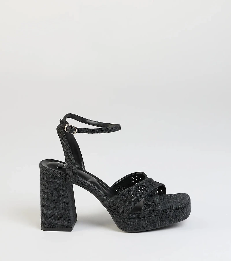 Darling Sunshine Eyelet Platform Block Heels