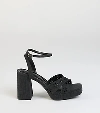 Darling Sunshine Eyelet Platform Block Heels
