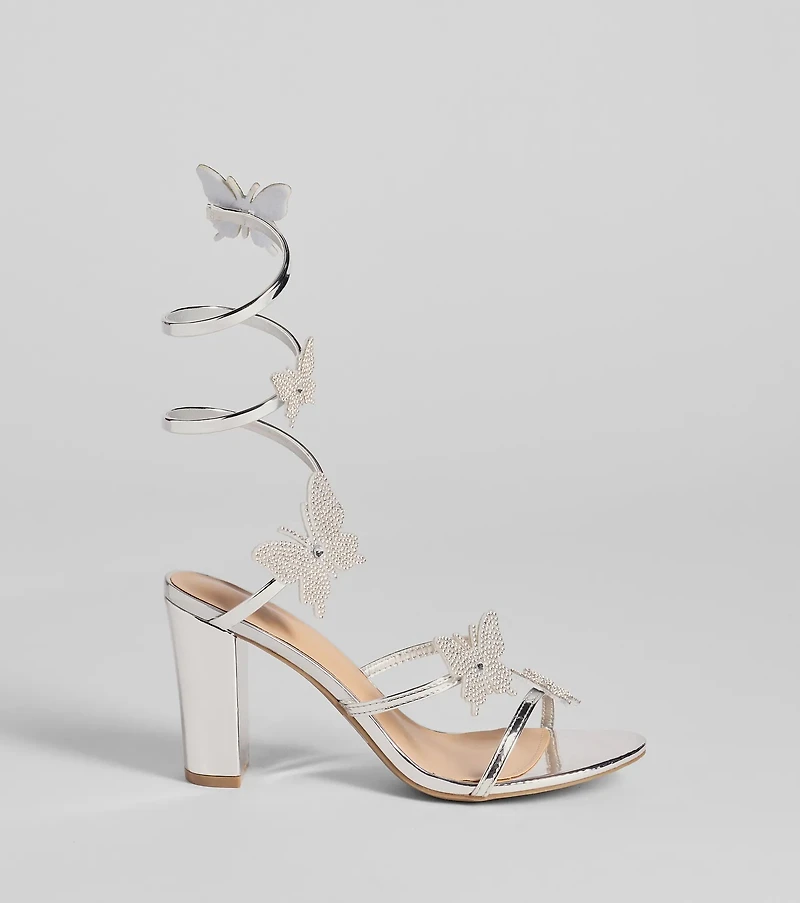 Flutter And Shine Spiral Block Heels