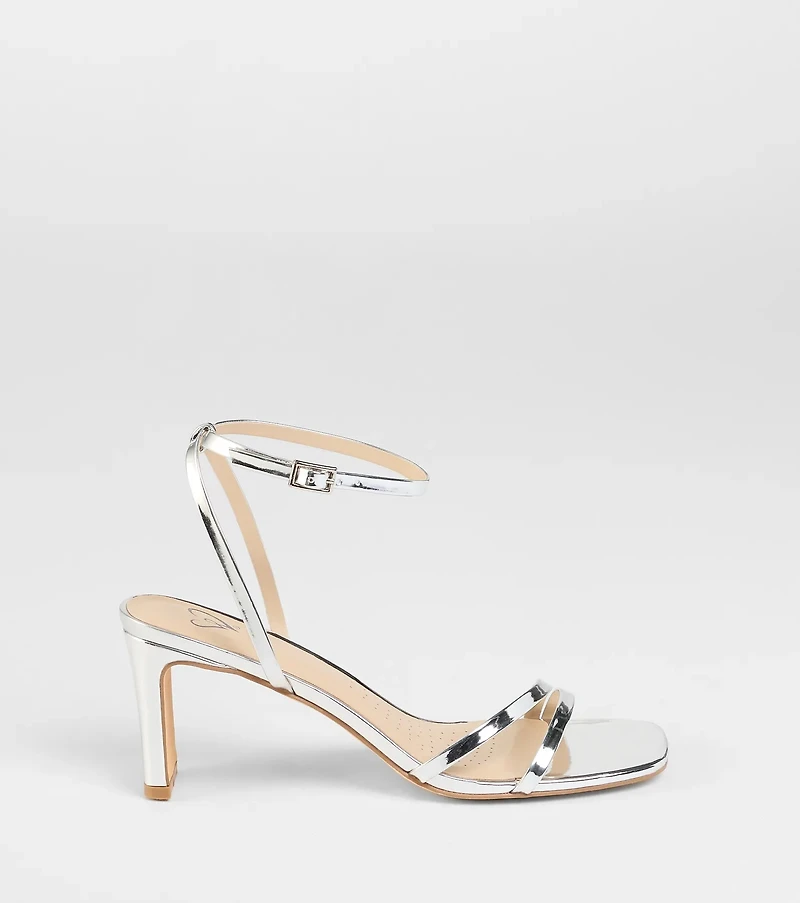 So Obsessed Metallic Strappy Block Heels