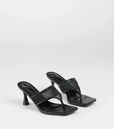 Sheer Twist Mesh Thong Stiletto Mules