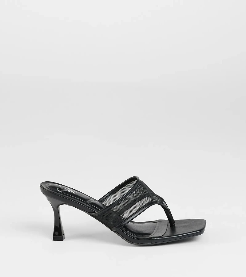 Sheer Twist Mesh Thong Stiletto Mules