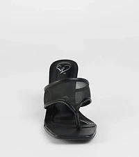 Sheer Twist Mesh Thong Stiletto Mules