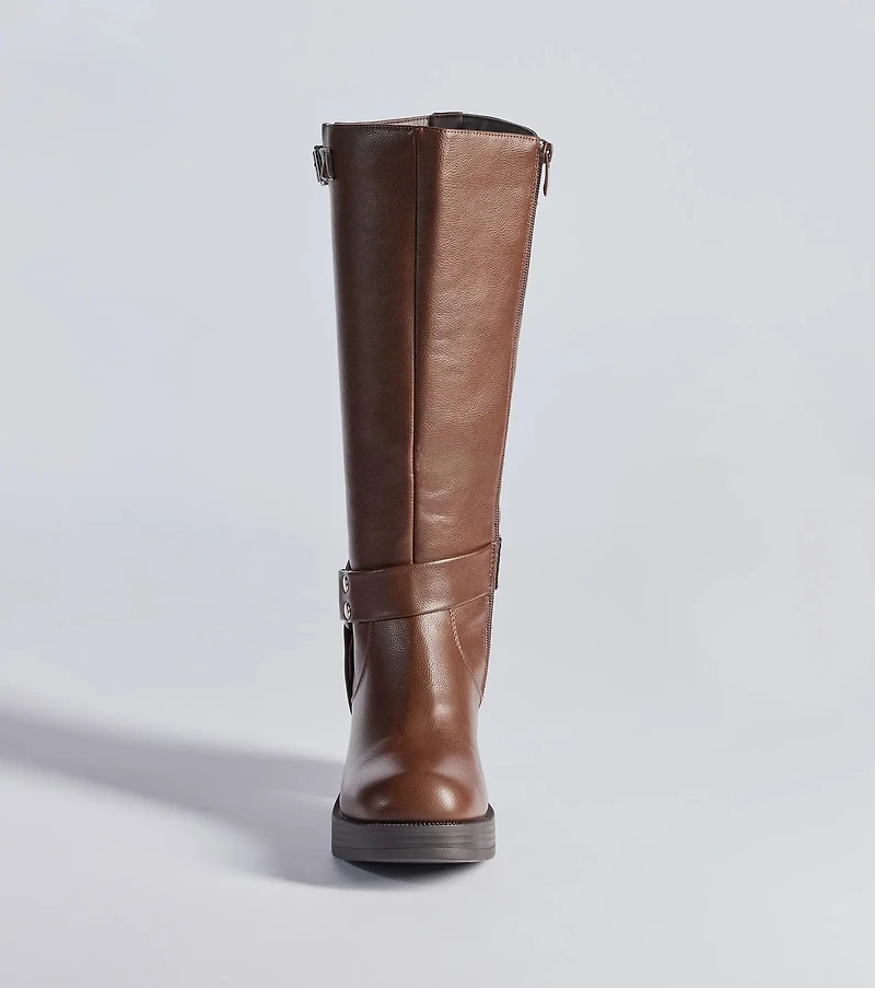 Sleek Strut Under-The-Knee Moto Boots