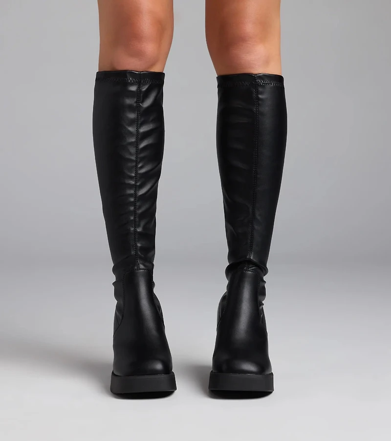Step Out Platform Block Heel Boots