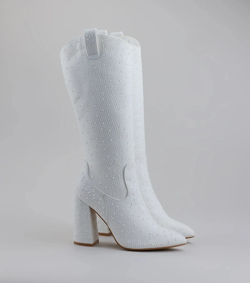 Chic Girl Era Pearl Knee-High Boots