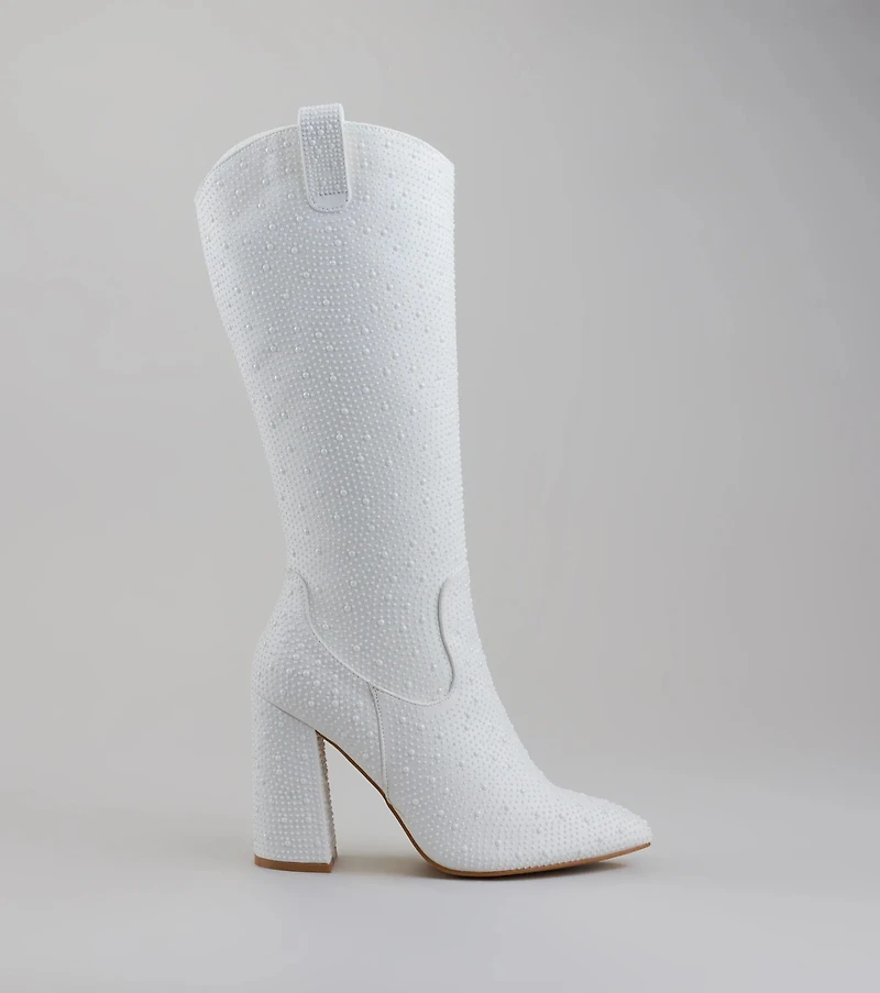 Chic Girl Era Pearl Knee-High Boots