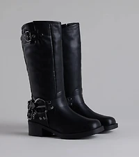 Bring The Edge Buckled Square Toe Boots
