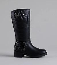 Bring The Edge Buckled Square Toe Boots
