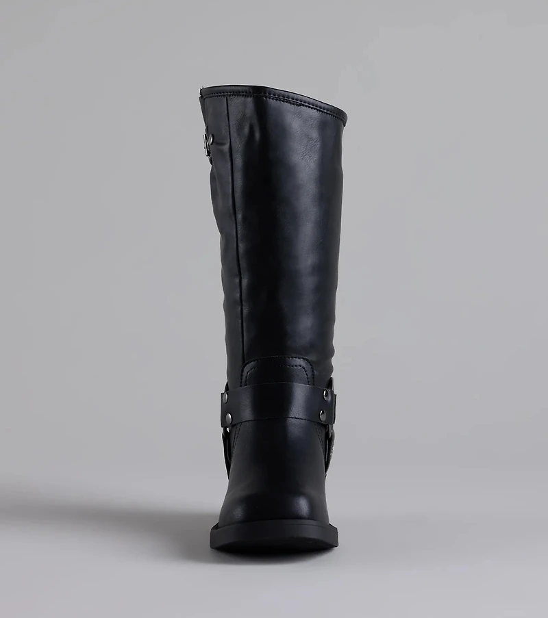 Bring The Edge Buckled Square Toe Boots