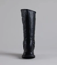 Bring The Edge Buckled Square Toe Boots