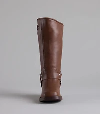 Bring The Edge Buckled Square Toe Boots