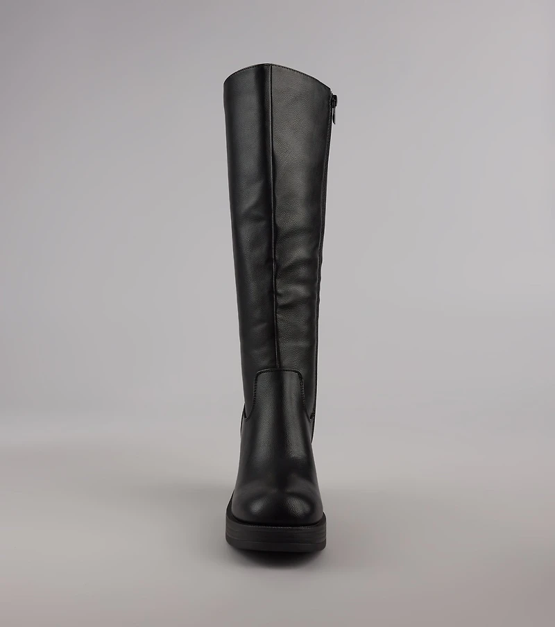 Steppin Up Block Heel Knee High Boots