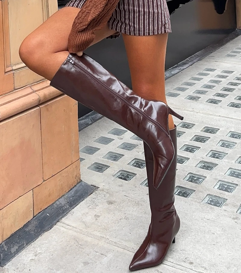 Sleek Stance Faux Leather Stiletto Boots