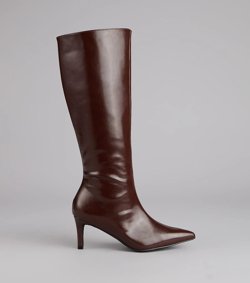 Sleek Stance Faux Leather Stiletto Boots