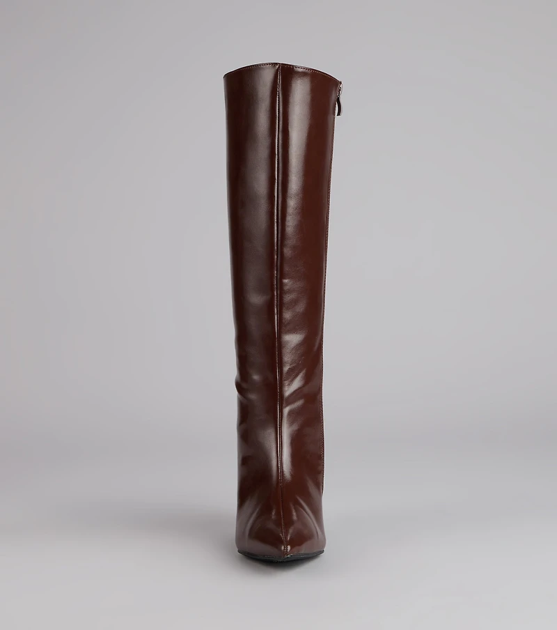 Sleek Stance Faux Leather Stiletto Boots