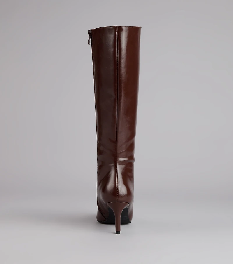 Sleek Stance Faux Leather Stiletto Boots