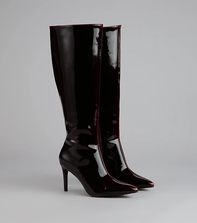 Gloss Effect Patent Stiletto Boots
