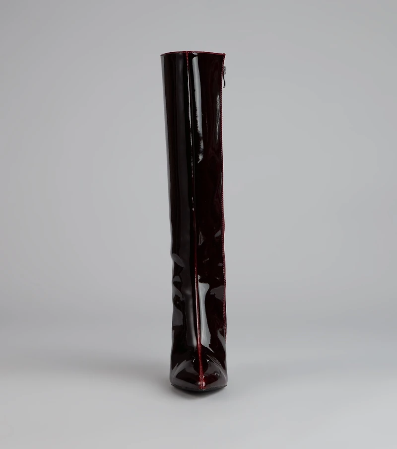 Gloss Effect Patent Stiletto Boots