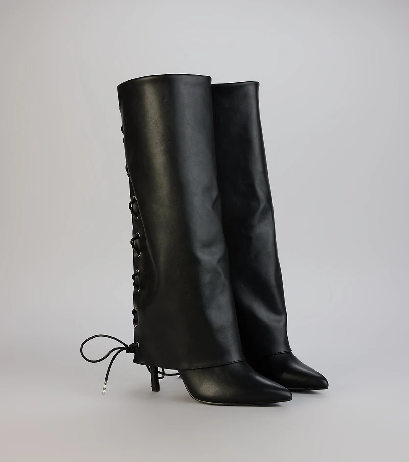 Point Taken Lace-Up Stiletto Boots