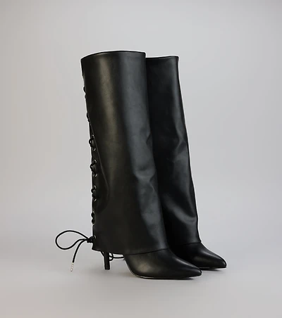 Point Taken Lace-Up Stiletto Boots