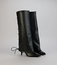 Point Taken Lace-Up Stiletto Boots