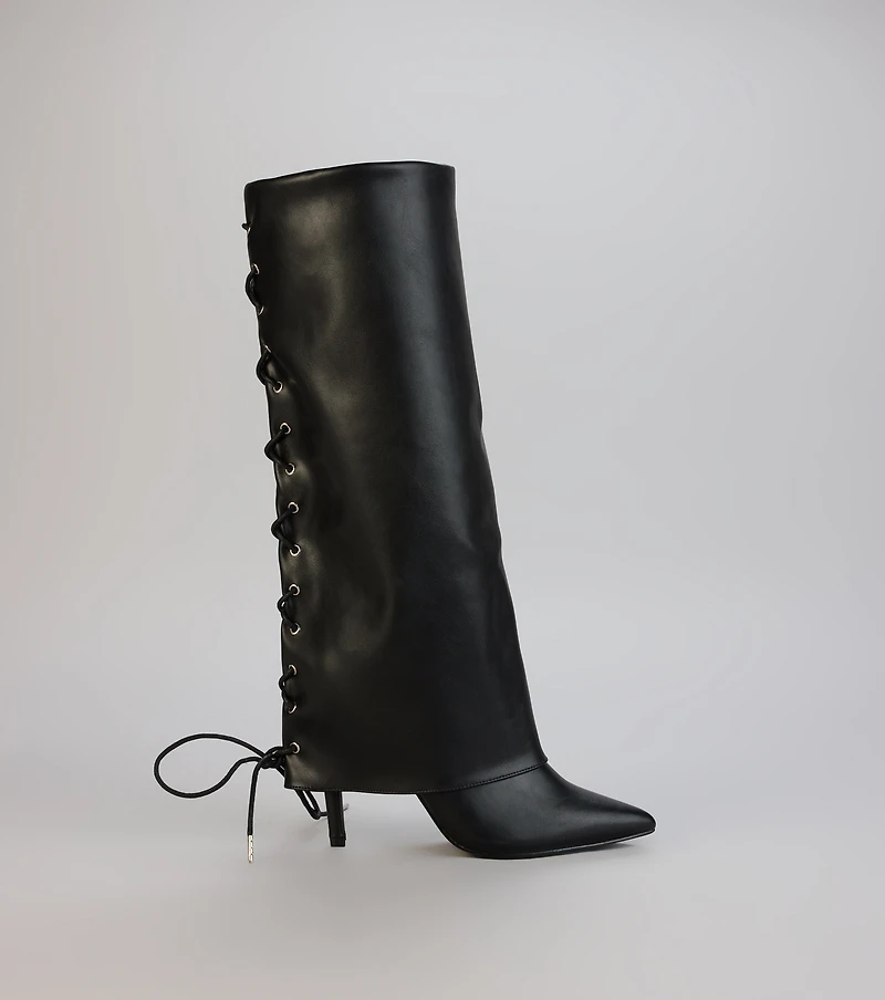 Point Taken Lace-Up Stiletto Boots