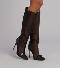 Bold Statement Mesh Under-The-Knee Boots