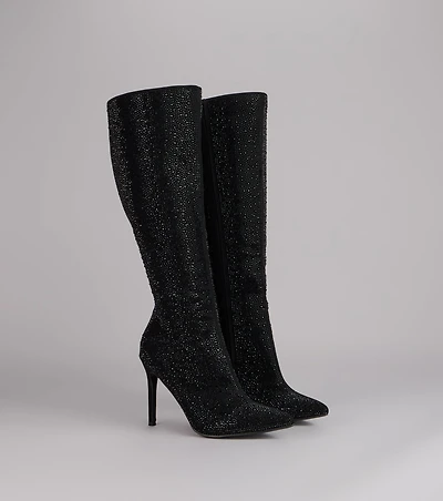 After Hours Shine Rhinestone Stiletto Boots