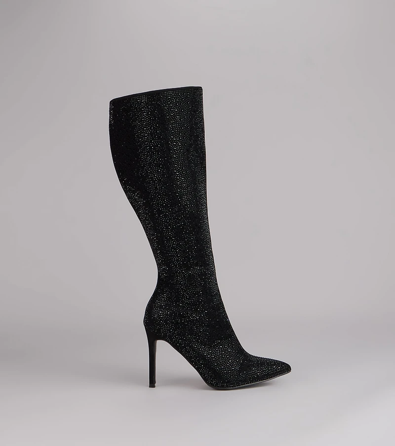 After Hours Shine Rhinestone Stiletto Boots