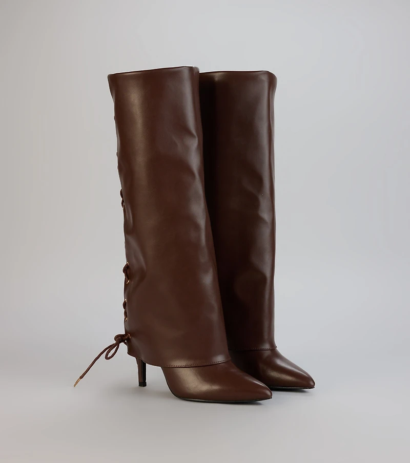 Point Taken Lace-Up Stiletto Boots