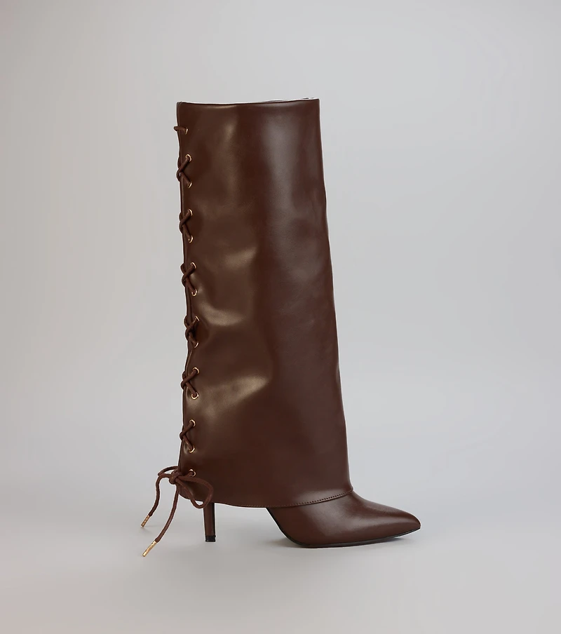 Point Taken Lace-Up Stiletto Boots