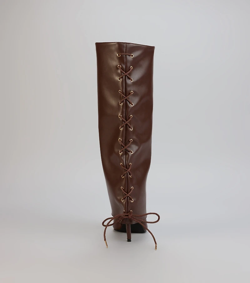 Point Taken Lace-Up Stiletto Boots
