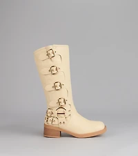 Totally Edgy Buckled Square Toe Boots