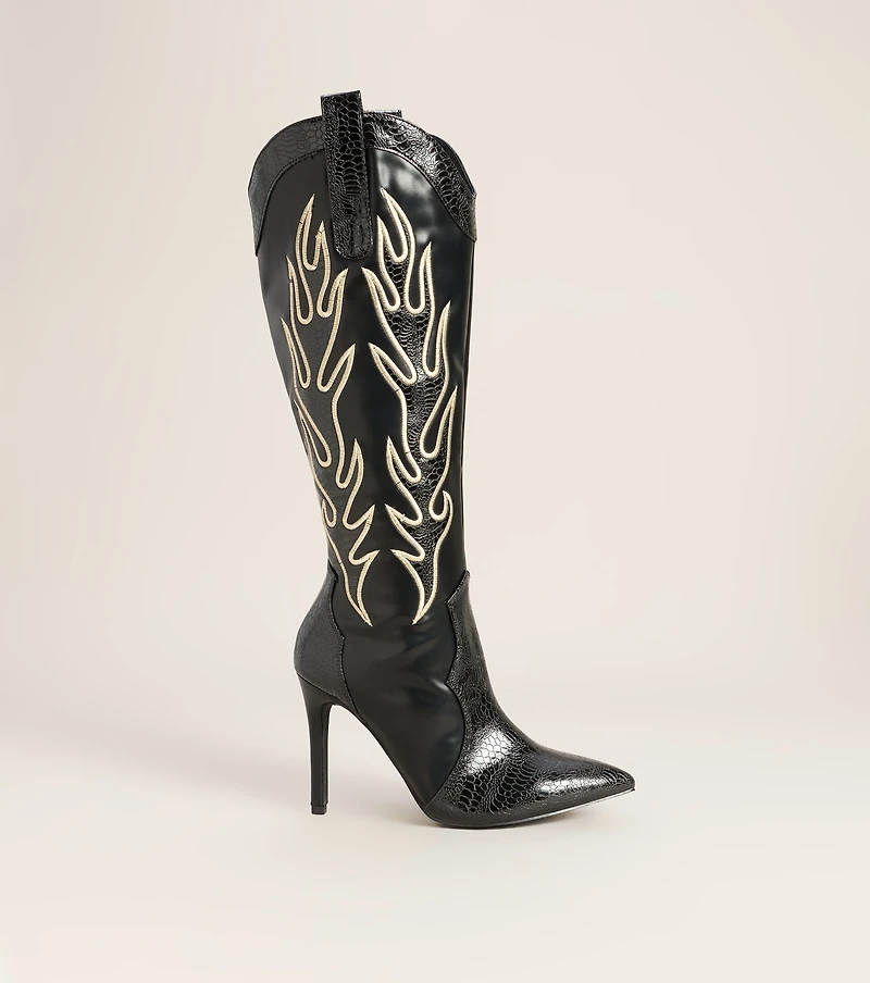 Front Row Flame Western Stiletto Boots