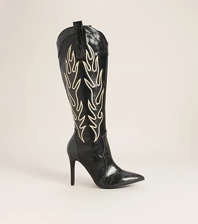 Front Row Flame Western Stiletto Boots