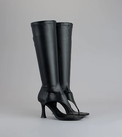 Step Ahead Open Thong Stiletto Boots