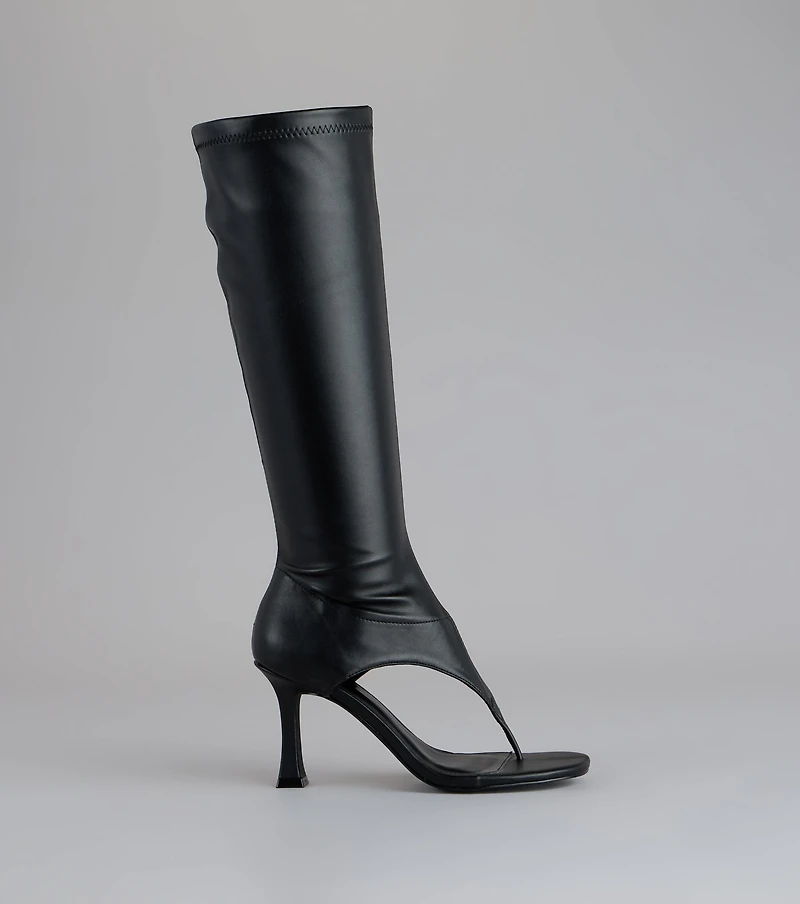 Step Ahead Open Thong Stiletto Boots
