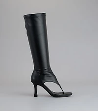 Step Ahead Open Thong Stiletto Boots
