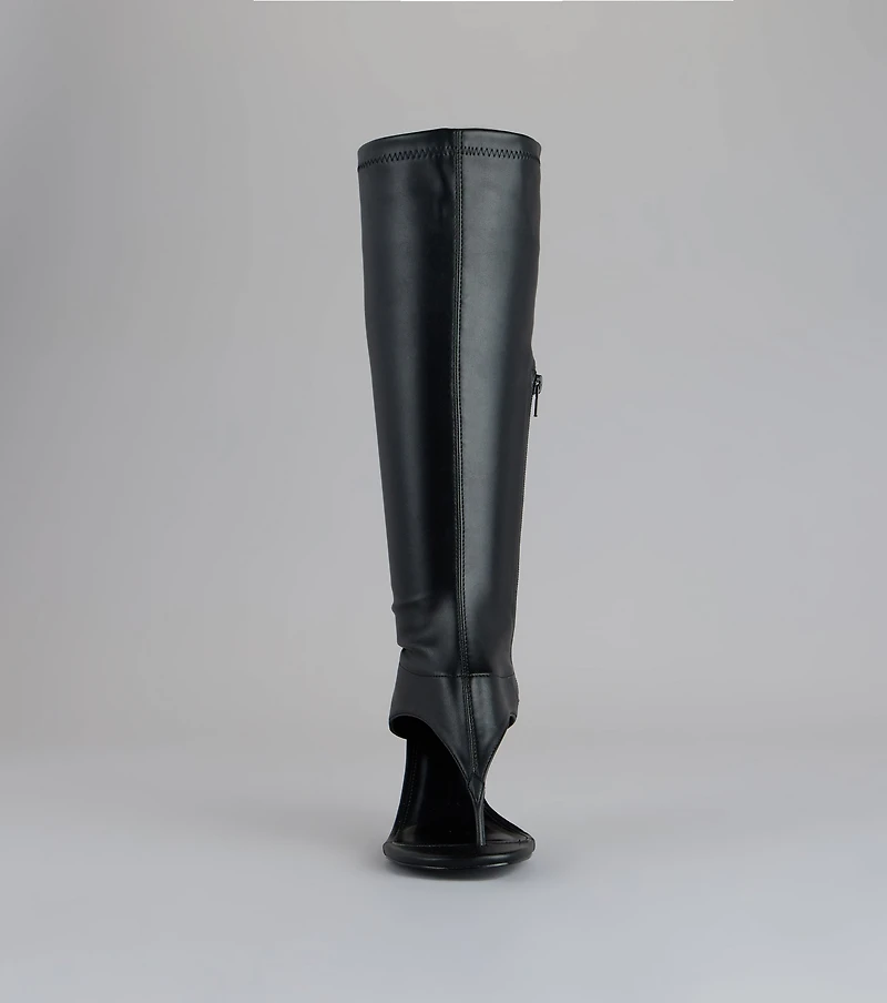 Step Ahead Open Thong Stiletto Boots