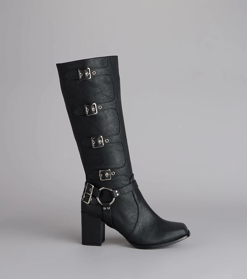 City Rebel Energy Quad Buckle Block Heel Boots