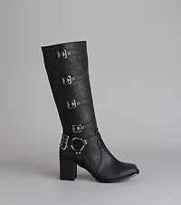 City Rebel Energy Quad Buckle Block Heel Boots