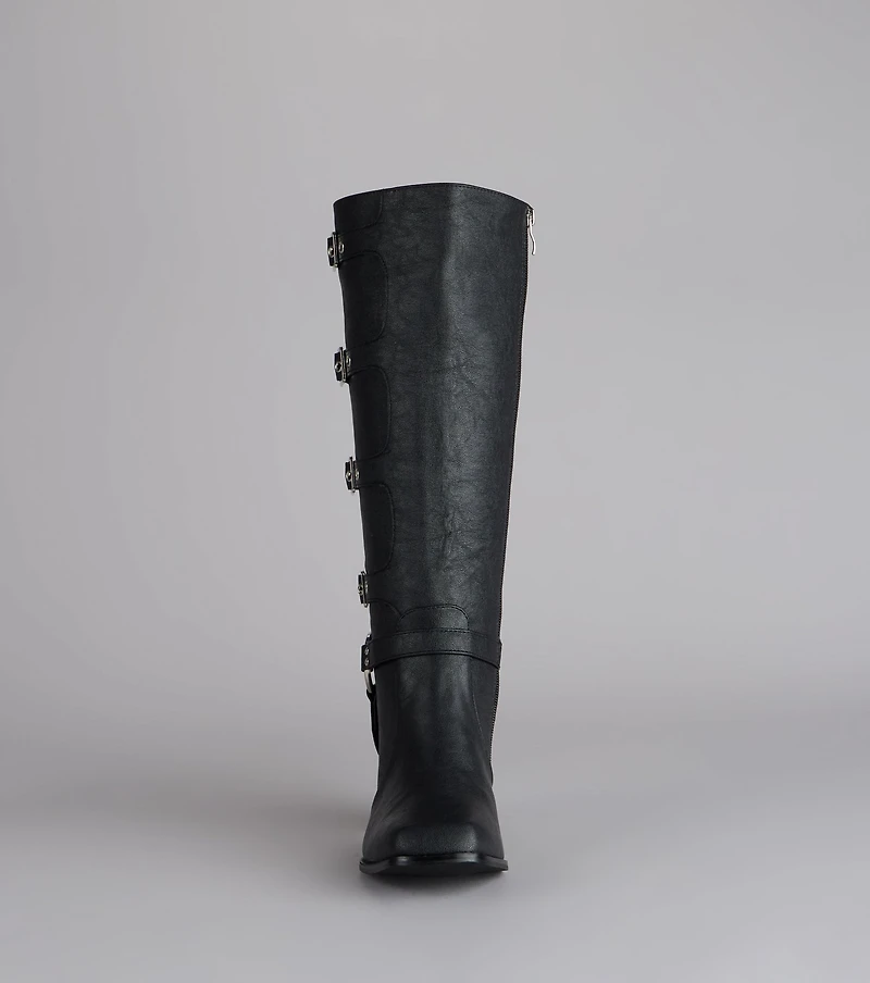 City Rebel Energy Quad Buckle Block Heel Boots