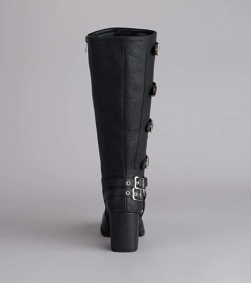 City Rebel Energy Quad Buckle Block Heel Boots
