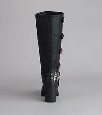 City Rebel Energy Quad Buckle Block Heel Boots
