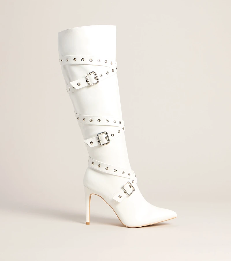 All Strapped Knee-High Heels